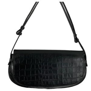 KENNETH COLE NEW YORK Shoulder/Sachel Adjustable Straps Black Croc Embos…